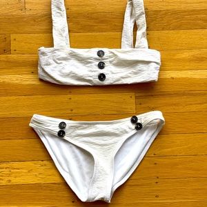 ASOS | White Bandeau Bikini Set w/Buttons | 0